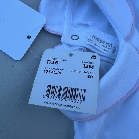 Mayoral Pink and White Nightgown Pajamas NWT Color White 12 Months Newborn Onsie - Picture 6 of 13